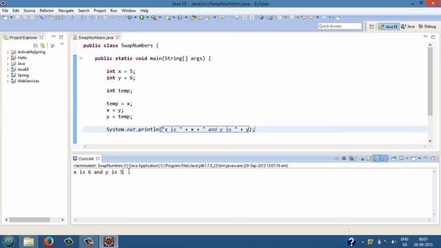 How to swap two numbers in Java with and without using third variable. смотреть онлайн