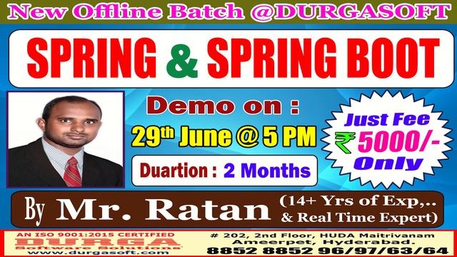 SPRING & SPRING BOOT Offline Training @ DURGASOFT смотреть онлайн