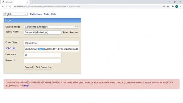 Step 21. Configuring and connecting H2 data base , H2 Console смотреть онлайн