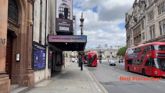 London Trafalgar Square Walking Tour in 4K after lockdown ease смотреть онлайн