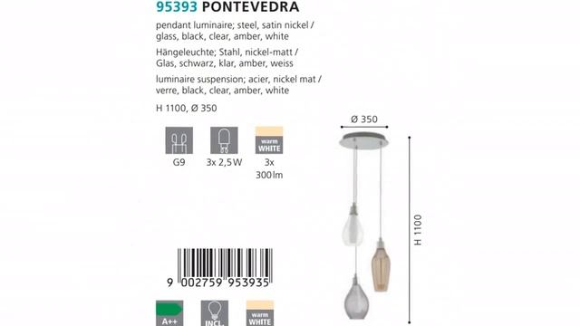 Люстра Eglo Ponteverda 95393 обзор: светильник Eglo Ponteverda 95393 7.5 Вт, где купить смотреть онлайн