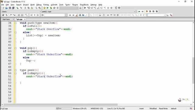 C++ program array implementation of stack data structure смотреть онлайн