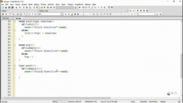 C++ program array implementation of stack data structure