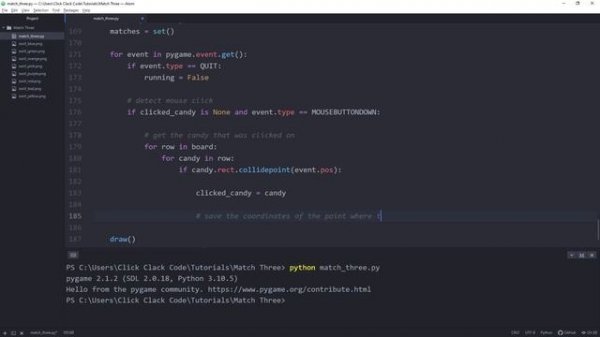 ASMR Programming - Match Three Game in Python and Pygame
