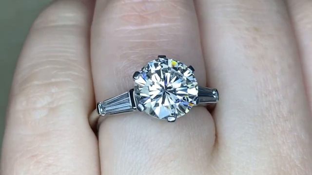 GIA Certified 2.53ct Center Round Brilliant Cut Diamond Engagement Ring - Riviera Ring - Hand Video смотреть онлайн