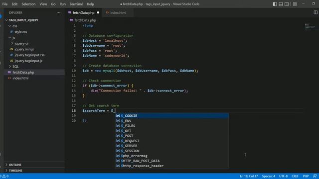 Tags Input with Autocomplete using jQuery and PHP смотреть онлайн