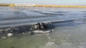 Подробности: автомобиль с семьей провалился под лёд