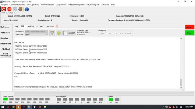 Seagate ST1000LM035 HDD ROM RAM Head Map Editing
