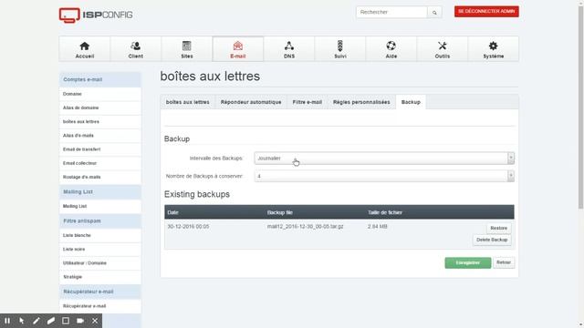 ISPconfig : comment gérer la backup d'une boite email depuis ISPconfig ? смотреть онлайн