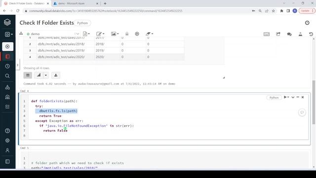 73. Databricks | Pyspark | UDF to Check if Folder Exists смотреть онлайн