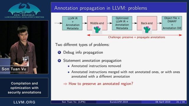2019 EuroLLVM Developers’ Meeting: S. Vu “Compilation and optimization with security annotations” смотреть онлайн