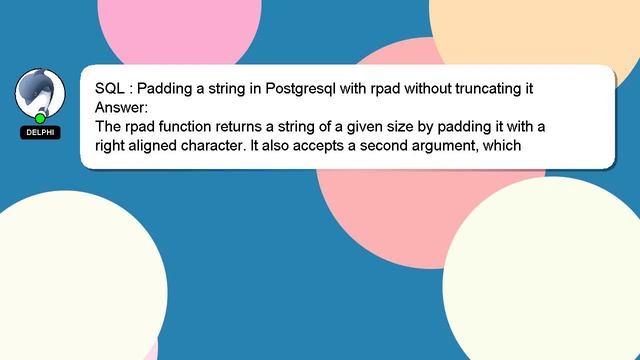 SQL : Padding a string in Postgresql with rpad without truncating it смотреть онлайн