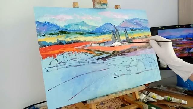 БЕСПЛАТНЫЙ МАСТЕР КЛАСС - ПИШЕМ ПЕЙЗАЖ ПРОВАНСА смотреть онлайн