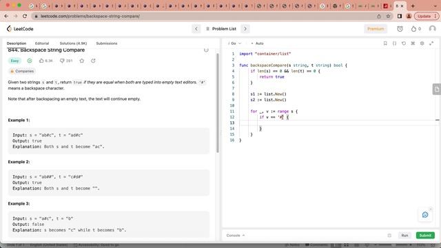 Backspace String Compare(Golang, Java)- leetcode 844. Backspace String Compare смотреть онлайн
