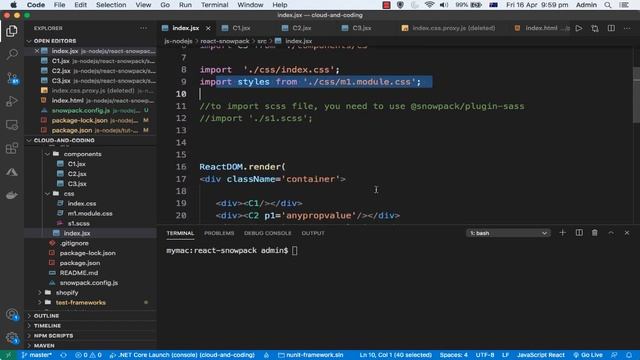 React app using snowpack basic tutorial - beginner level - React project structure смотреть онлайн