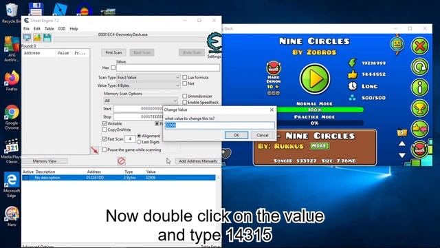How to noclip in Geometry Dash 2.113 with cheat engine (CHECK DESCRIPTION!) смотреть онлайн