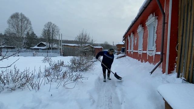 Снегопад! Разгребается вся деревня! Готовим баньку! Солим сало! #деревенскаяжизнь смотреть онлайн