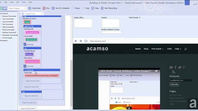 UBot Studio Tutorial: Building A Twitter Scraper Part 2 - Scroll To Bottom Javascript [Browser] смотреть онлайн