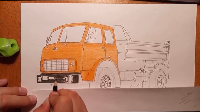 Как нарисовать грузовик МАЗ (5549). How tu draw truck MAZ смотреть онлайн