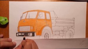 Как нарисовать грузовик МАЗ (5549). How tu draw truck MAZ