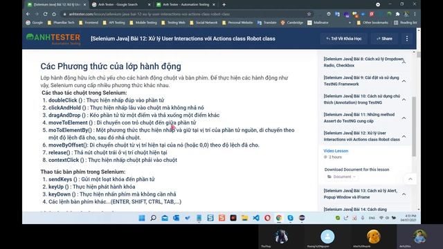 [Selenium Java] Bài 12: Xử lý User Interactions với Actions class Robot class смотреть онлайн