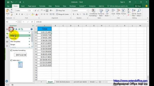 How to show time with milliseconds in Excel