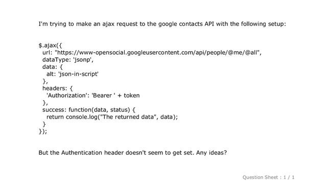 jQuery : jQuery JSONP ajax, authentication header not being set смотреть онлайн