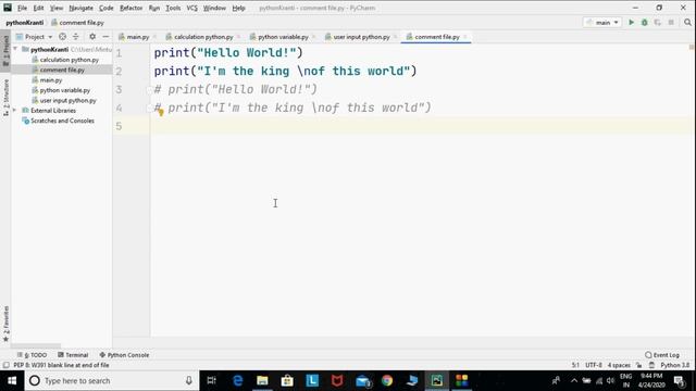 Comment Lines in Python || Python tutorial for absolute beginners in Hindi || #7 смотреть онлайн