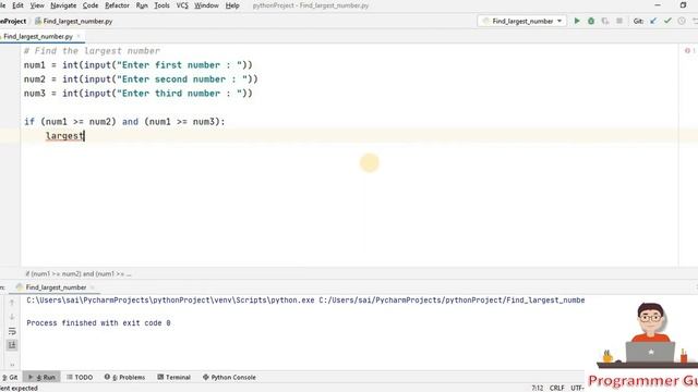 Find Largest number in python смотреть онлайн