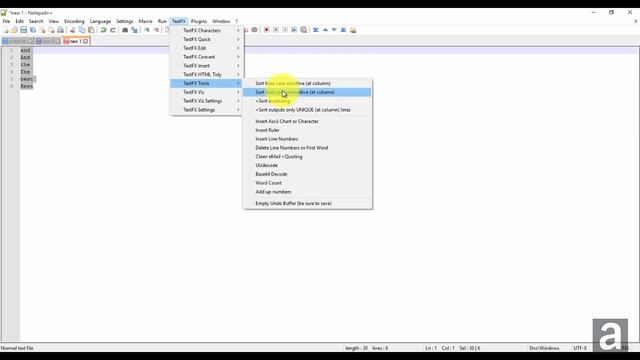Notepad++ Tutorial: Sort Lines/Text (TextFX) смотреть онлайн