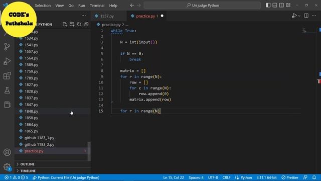 BEE 1557 - Square Matrix III Solution | Python3 Programming on Beecrowd Beginner Day 103 смотреть онлайн