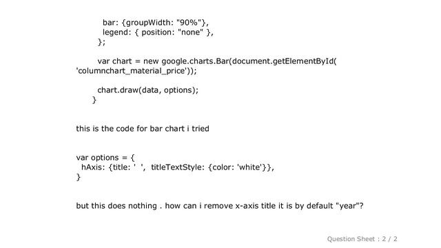 HTML : how can i remove x-axis title in google bar chart? смотреть онлайн