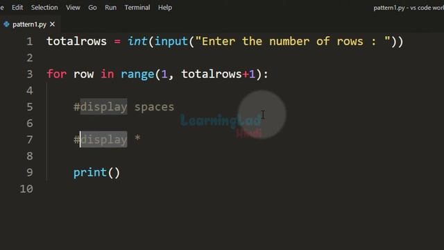 Inverse Right Angle Triangle Pattern | Python Pattern Printing Tutorial in Hindi смотреть онлайн