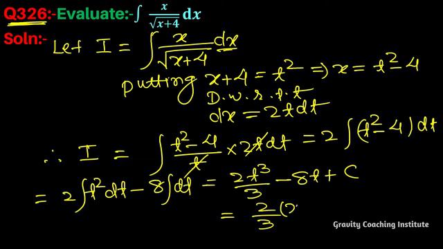 Q326 | Evaluate ∫ x/√(x+4) dx | Integral of x / sqrt(x + 4) | Integration of x by root under x + 4 смотреть онлайн