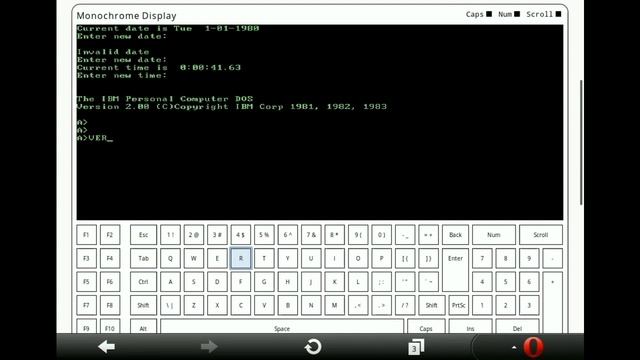 Запуск IBM PC DOS в браузере Opera Mobile12| онлайн эмулятор IBM PC смотреть онлайн