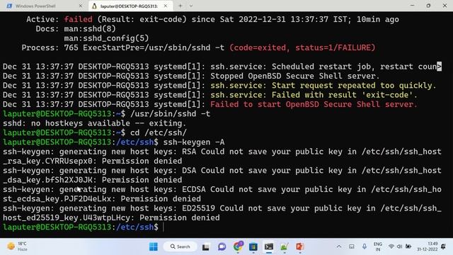 ssh.service: Failed with result 'exit-code' WSL systemd смотреть онлайн