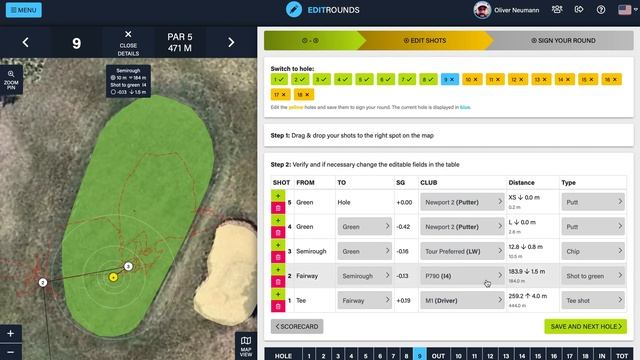 FORE Golf Game Tracking - Edit a round with edited putts смотреть онлайн