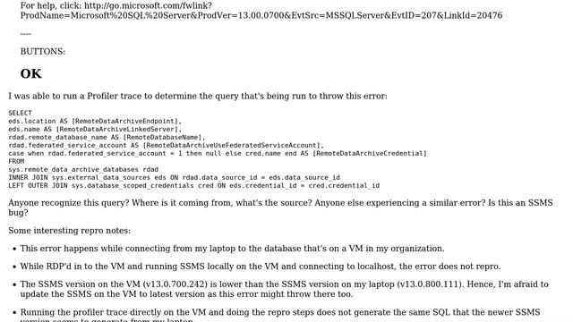 SSMS 2016 CTP3.1 November Preview (v13.0.800.111) bug? properties error: missing column... смотреть онлайн