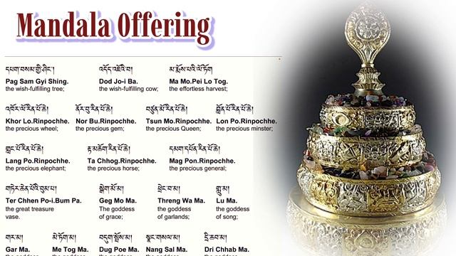 ☸The 37 Point Mandala Offering (Tibetan-English)མཎྜལ་སོ་བདུན་མ།|Mandala Offering Mantra (Prayer) смотреть онлайн