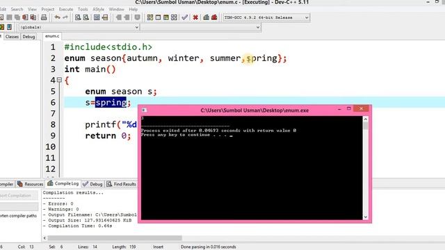 C Programming (Hindi/Urdu)| User-defined Data Types| enum data type example| Part 9| Sumbul Khanzad смотреть онлайн