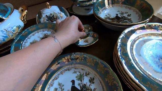 Чешские сервизы из фарфора | Сервиз Охота Зеленая | Столовый сервиз - ОБЗОР