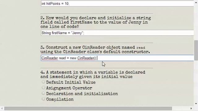 Java Test on Declaration and Initialization смотреть онлайн