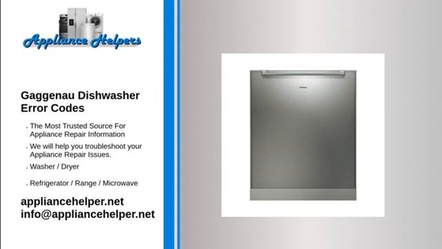 Gaggenau Dishwasher Error Codes смотреть онлайн