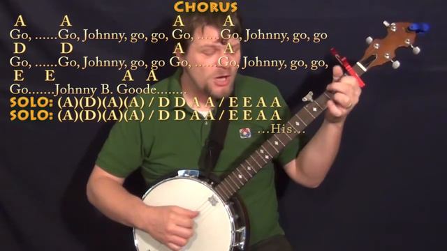 Johnny B. Goode (Chuck Berry) Banjo Cover Lesson with Chords/Lyrics - Capo 1st смотреть онлайн
