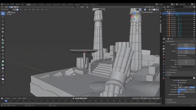 Fallen Temple - Blender 2.9 stylised model time-lapse смотреть онлайн