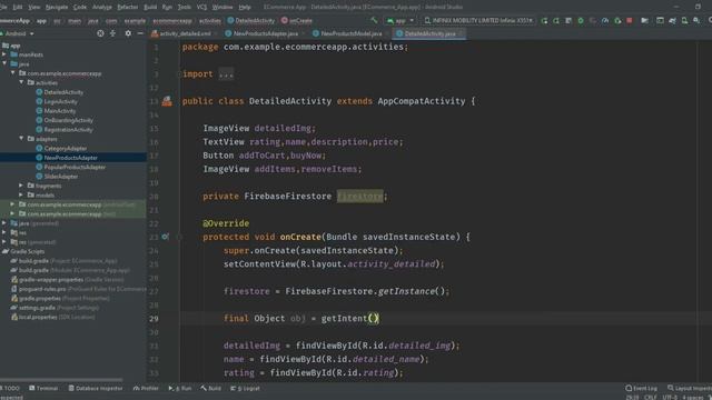 RecyclerView OnClickListener | Pass Data One Activity To Another |ECommerce App In Android Studio смотреть онлайн