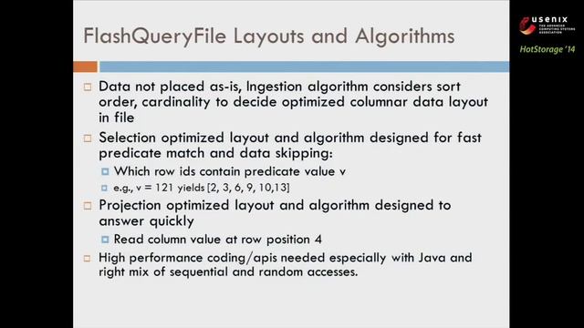 HotStorage '14 - FlashQueryFile: Flash-Optimized Layout and Algorithms for Interactive Ad Hoc SQL смотреть онлайн