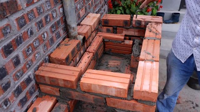 Outdoor wood stove with red cement brick 2-1 смотреть онлайн