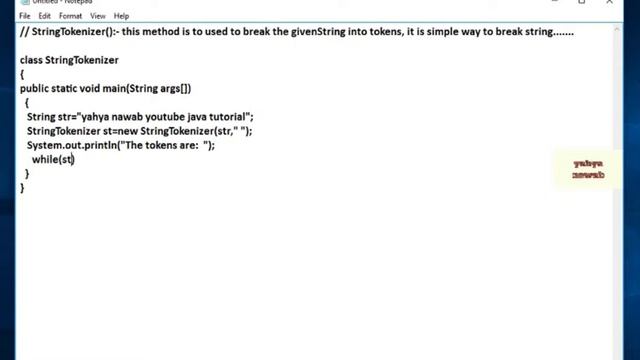 Java StringTokenizer() method смотреть онлайн