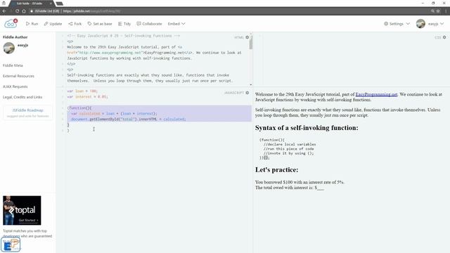 Easy JavaScript - Beginner Programming - Self-invoking Functions (29) смотреть онлайн